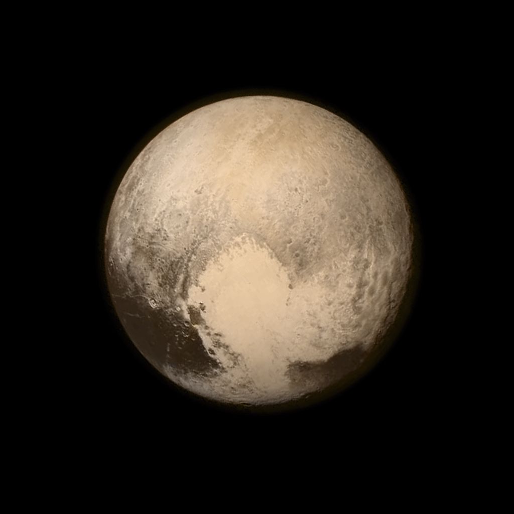 Taken at a distance of 476,000 and received by the New Horizons team, this was the closest image we have of Pluto. In the coming days New Horizons will send even closer photos – some from as close as 7,750 miles away. 