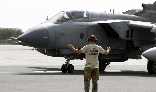 Royal Air Force Tornado GR4 fighter jet prepares to take off (Getty Images)