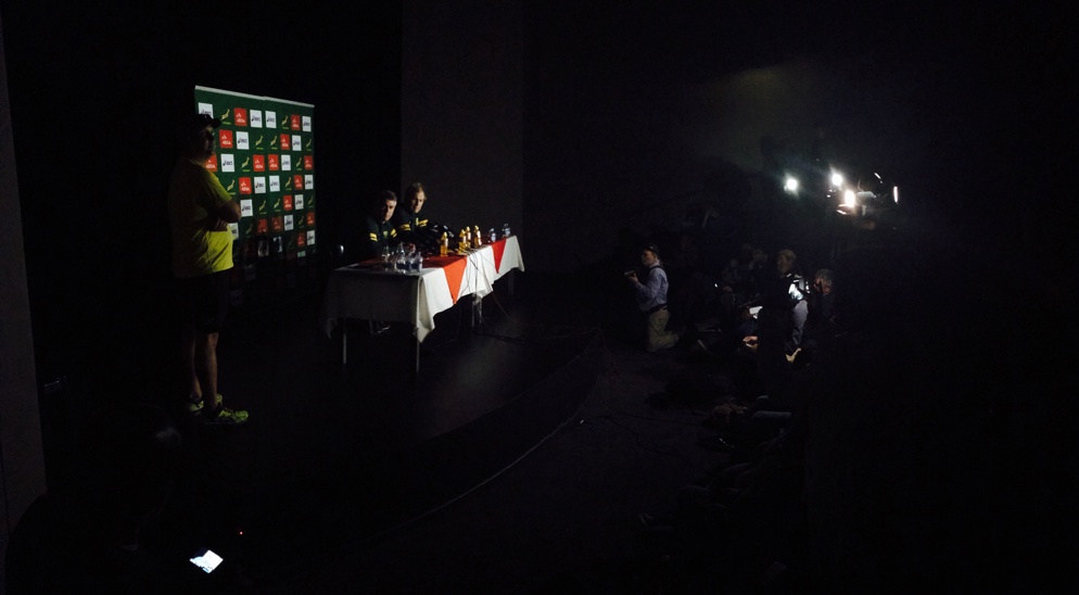 The lights went out during a Springboks press conference. 
