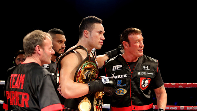 Joseph Parker and Kevin Barry after beating Bowie Tupou (Getty Images)