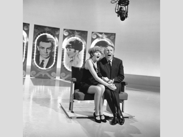 With Bruce Forsyth recording a sketch for a Christmas show at ABC-TV studios in Teddington in 1965.