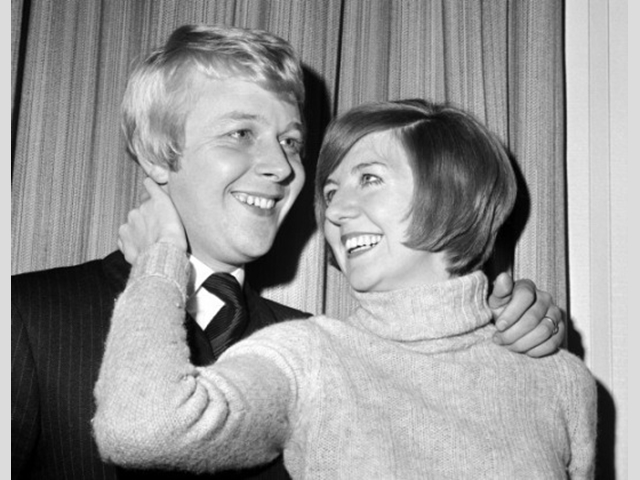 Cilla with her fiance Bobby Willis at Mayfair in London in 1969.