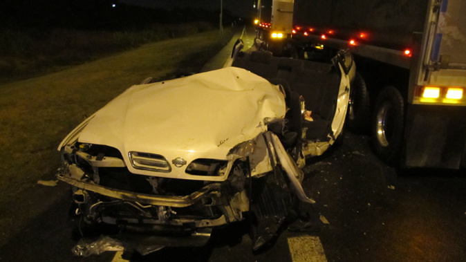 Damage from the crash at the Hawke's Bay black-spot (NZ Police)
