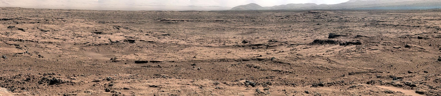 A mosaic of images taken by Curiosity while the rover was working at a site called "Rocknest" in October and November of 2012.