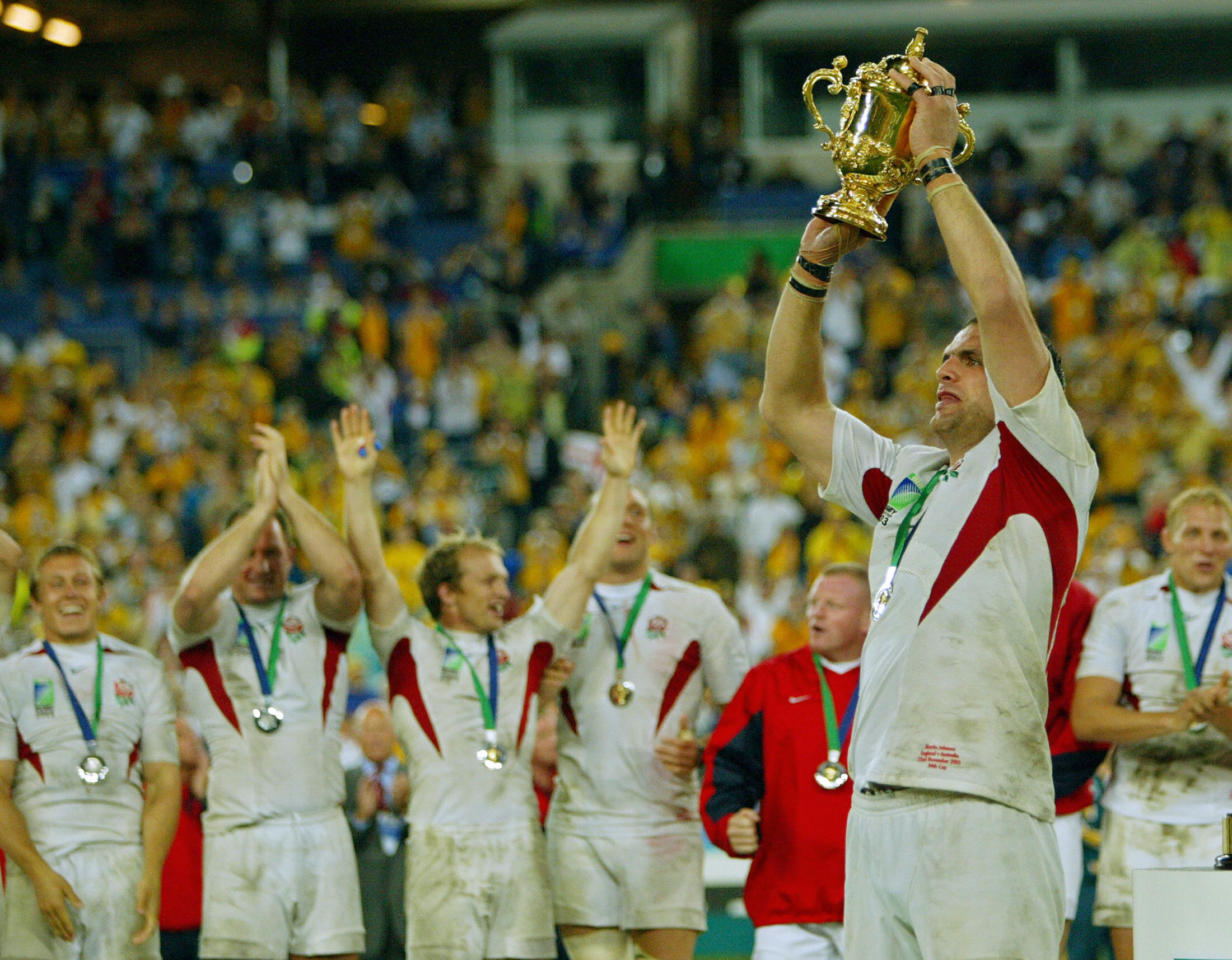 9) Martin Johnson lifting the trophy for England in 2003 (1.9%) 
