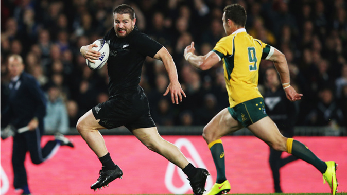 Dane Coles running away for the opening try of the match.