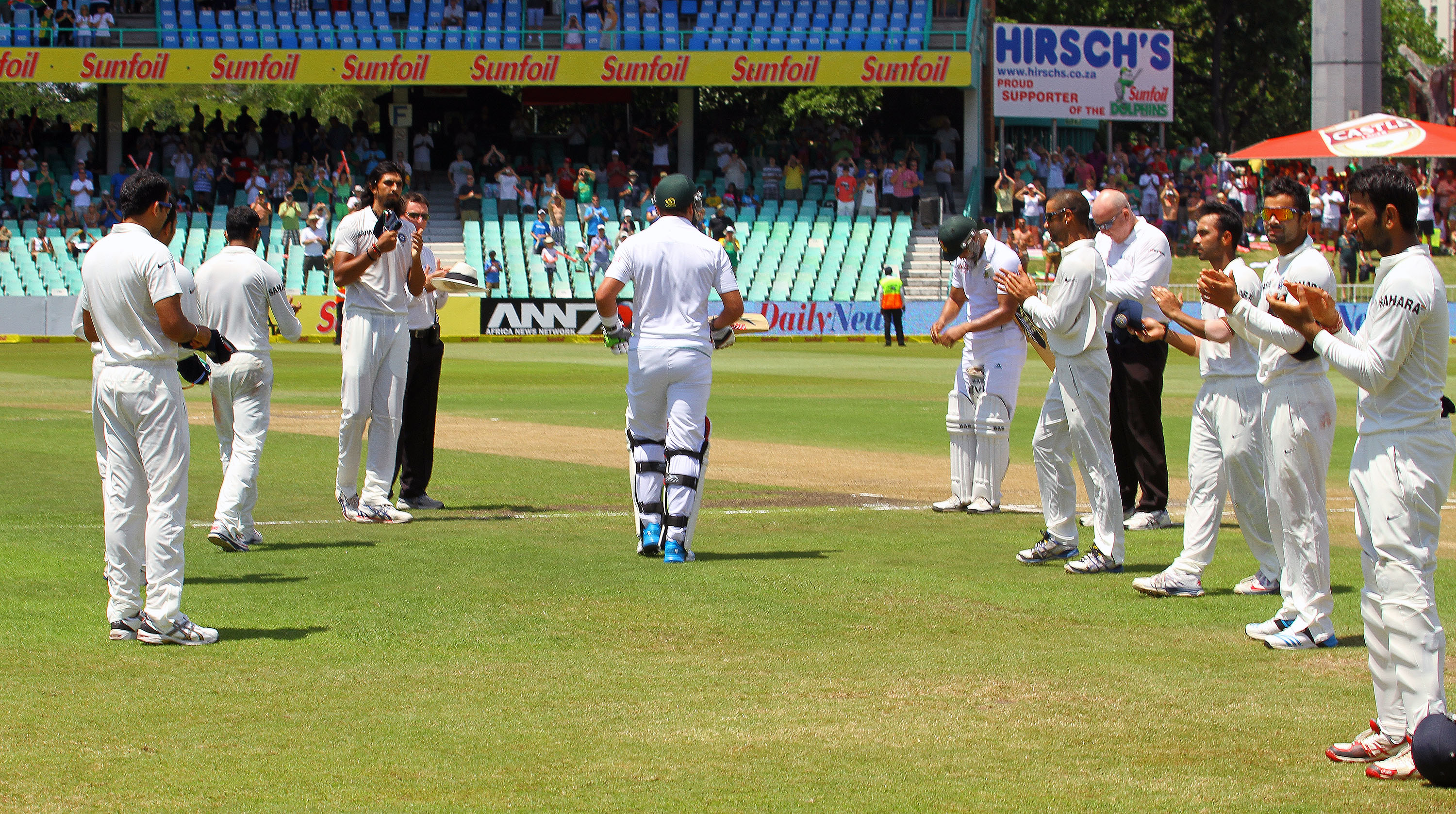 Jacques Kallis was given a guard of honour by India as he came to the crease in his final test match. Kallis is considered one of the greatest all rounders to ever play the game, and finished his test career with 13289 runs and 292 wickets. 