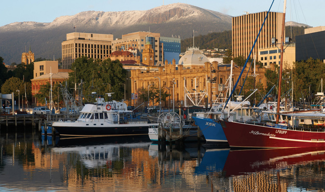 Boats moored in Hobart Harbour (Mike Yardley)