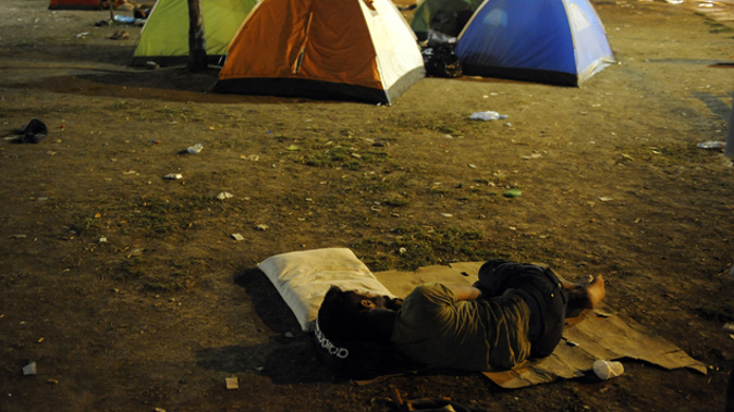 Migrants sleeping in tents in Serbia (Getty Images)