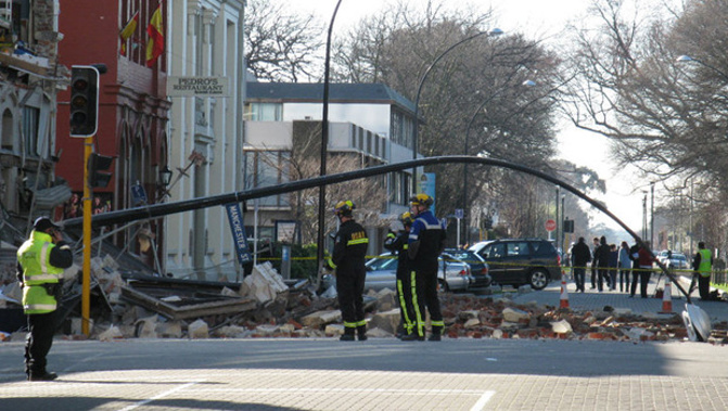 Collapsed awnings in Christchurch after the September 4 earthquake five years ago