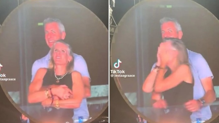 A kiss cam moment at a Coldplay concert has spiralled into a full-blown scandal. Photo / TikTok