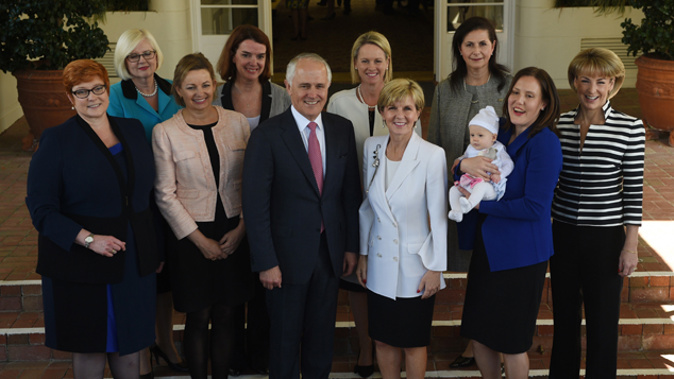 Malcolm Turnbull and the women in his new cabinet (Getty Images)