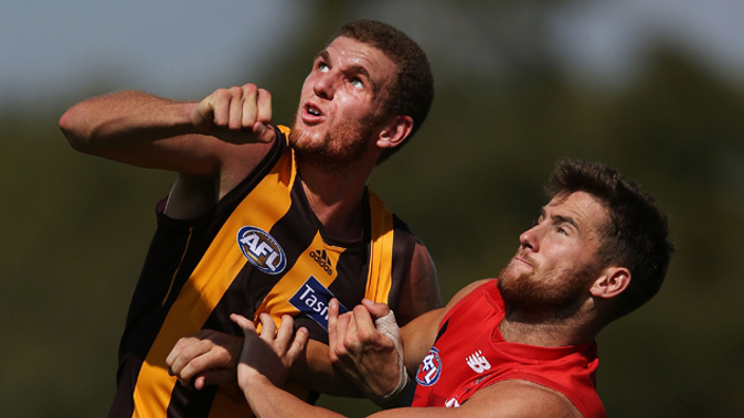 Kurt Heatherley playing a practice match for the Hawthorn Hawks (Getty Images)