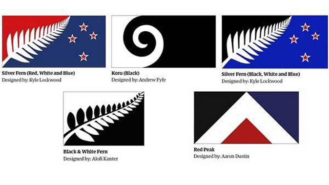 The five options in the first round of the NZ Flag referendum (Supplied) 