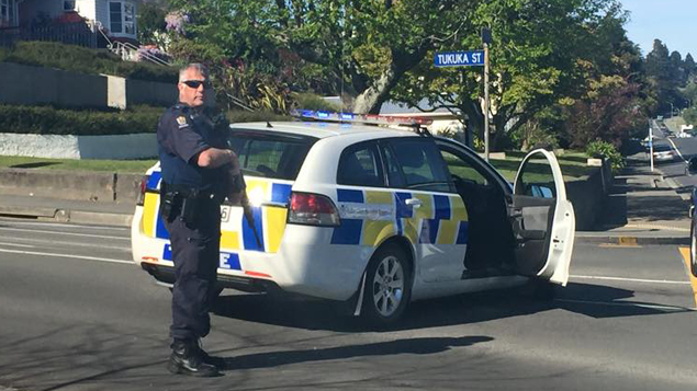 Armed police at Tukuka St in Nelson (Facebook)