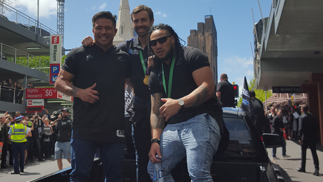 Veteran All Blacks preparing to start the drive to Victoria Park (Adam Cooper) 