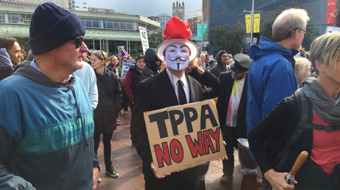 Aotea Square TPP protest (Getty)