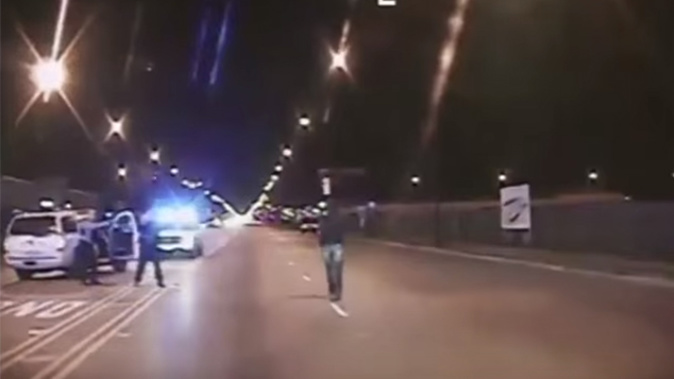 A still image of dashcam footage immediately preceding the shooting (Youtube) 
