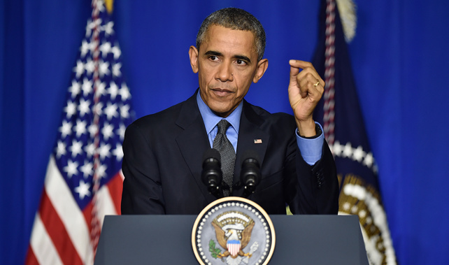 Obama speaks just prior to leaving the COP21 conference (Getty Images)