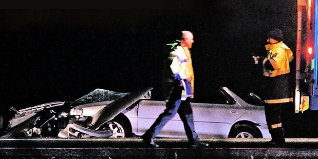 Emergency services at the crash scene last year (NZME.) 