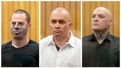 Luke William Belmont (left), Maru Michael Wright and Adrian John Rewiri have been found not guilty of murder. Photo / Andrew Warner