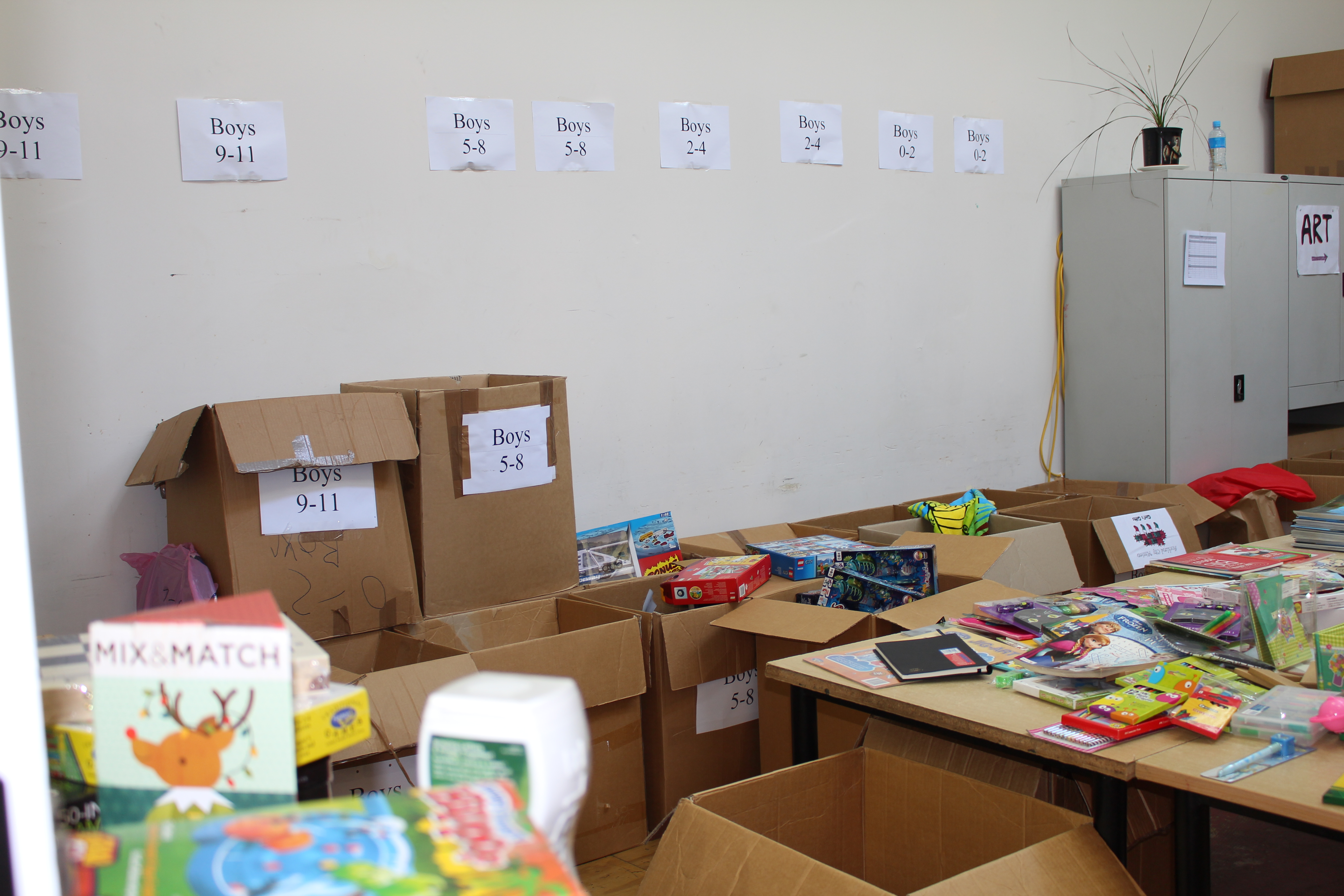 Presents are categorised by age and gender. 