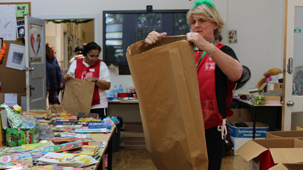 Families who come in are provided with presents based on the number of children they have.