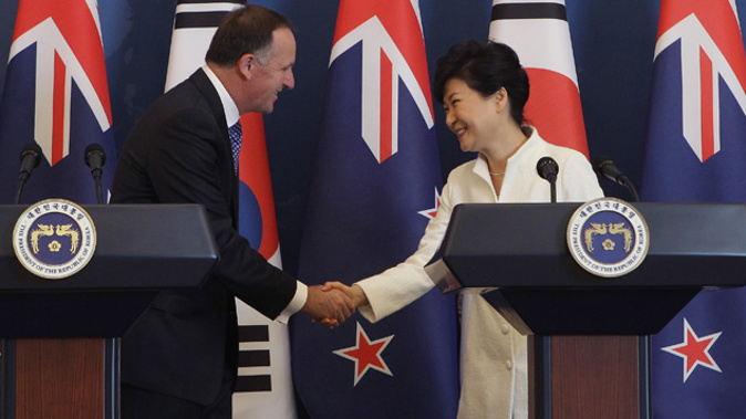 Prime Minister John Key and South Korean President Park Geun-Hye (Getty Images)