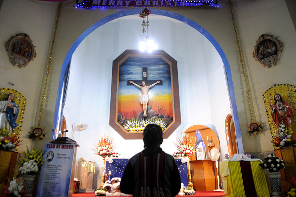 Christmas Eve prayers at a church in Noida, India. 
