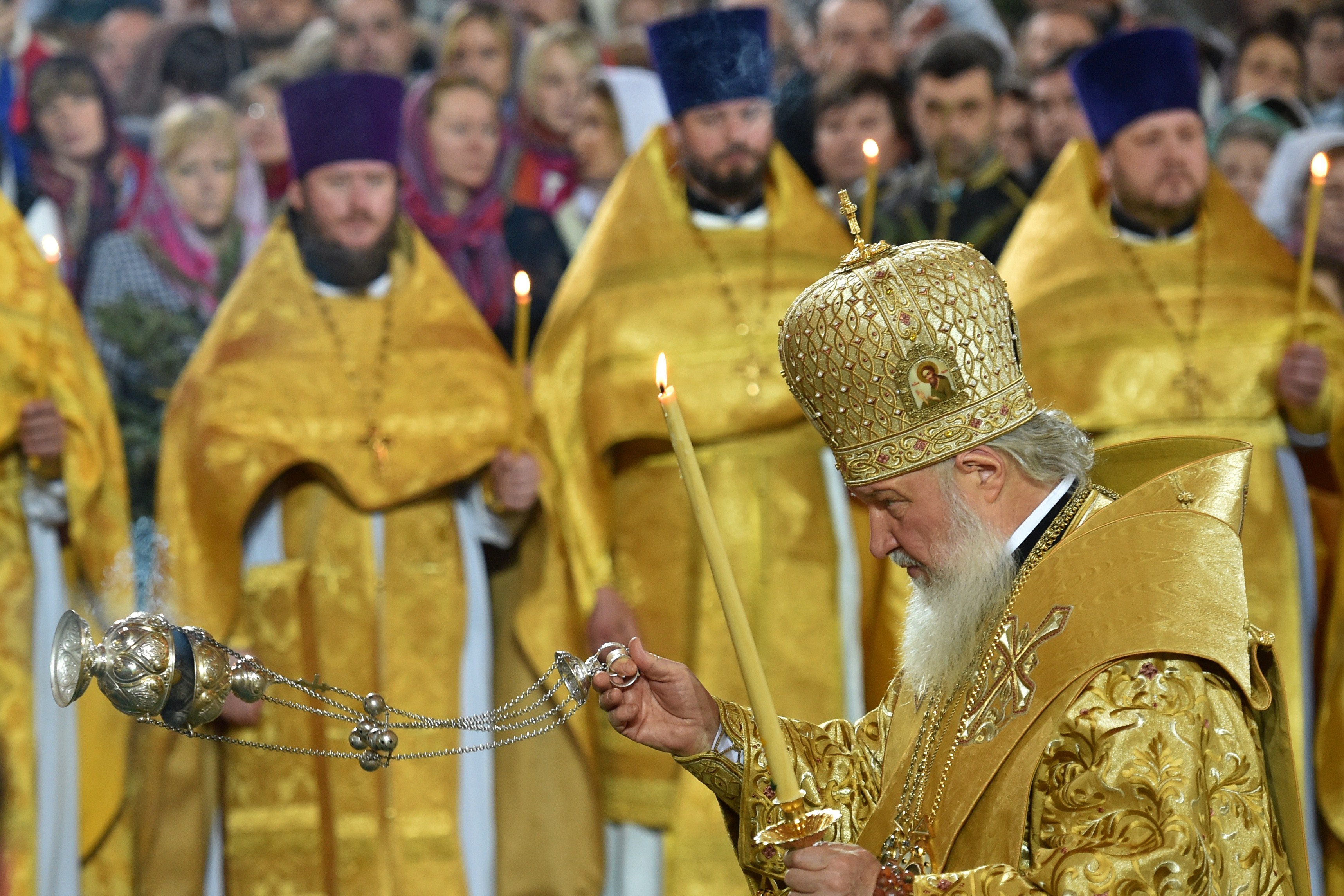 A Russian Orthodox Christmas ceremony in Moscow. 