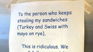 PHOTOS: Workplace sandwich thief
