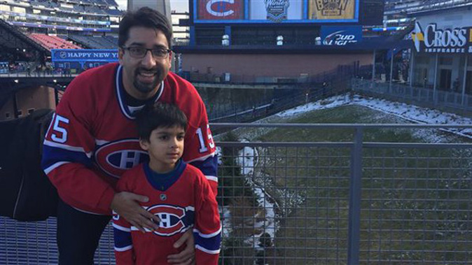 Sulemaan Ahmed (left) and his six-year-old son Syed Adam Ahmed. (Photo: Twitter)