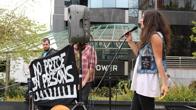 Emilie Rākete at a previous No Pride in Prisons protest (Alex Braae)
