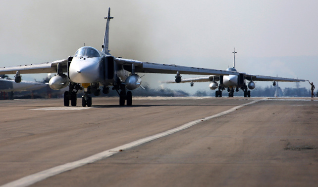 Russian bombers take off from a base in Syria (Getty Images) 
