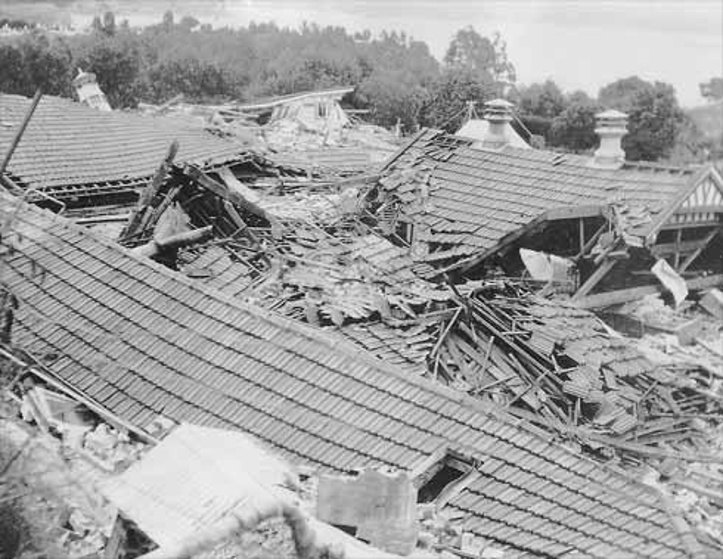 The Park Island Old Men's home suffered significant damage (Te Ara)