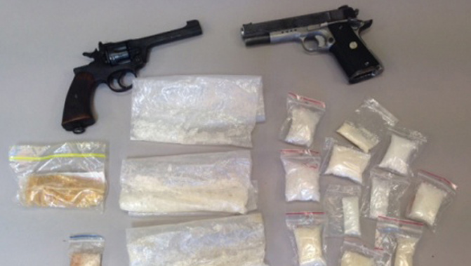 Guns and methamphetamine seized by Police (Supplied)