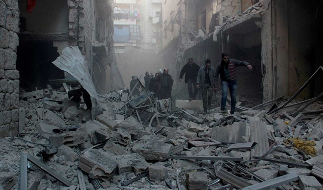 The aftermath of Russian airstrikes in Aleppo, Syria (Getty Images) 