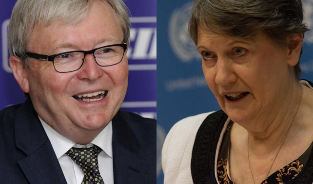 (L-R) Kevin Rudd and Helen Clark (Getty Images) 
