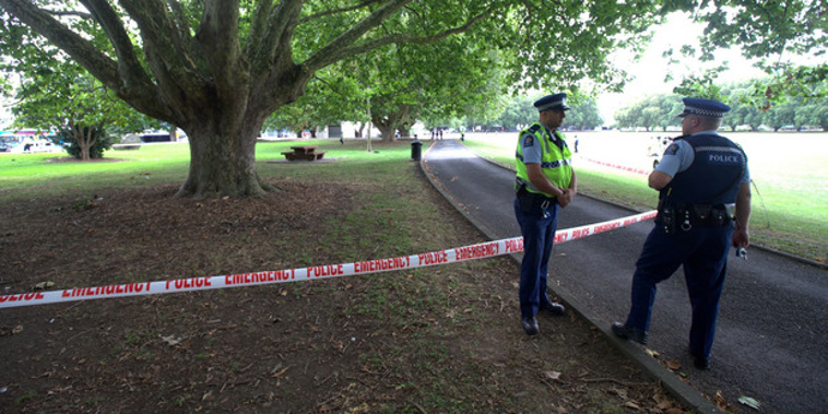 A police cordon in place at Victoria Park. Photo / NZ Herald