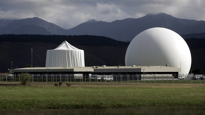 The satellite dome at Waihopai satellite communications station is located near Blenheim. Photo / Tim Cuff