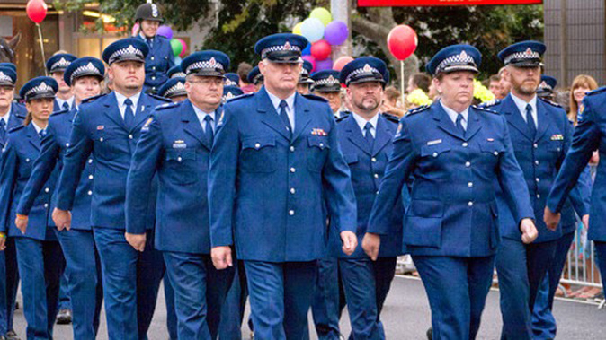 Police marching in the Auckland Pride parade (NZ Herald)