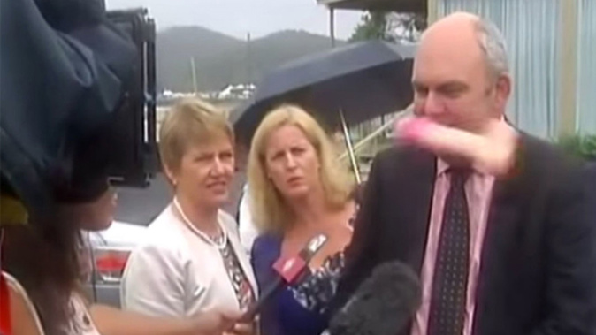 Steven Joyce was a target of John Oliver's barbs after being hit by a thrown dildo (Supplied)