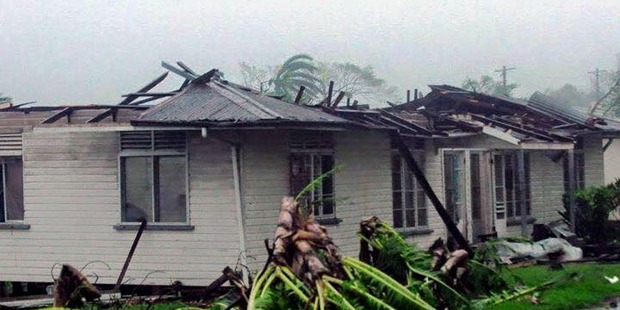 Damage caused by Cyclone Winston as it scraped by the island of Tavenui today (Photo/NaDraki Facebook)