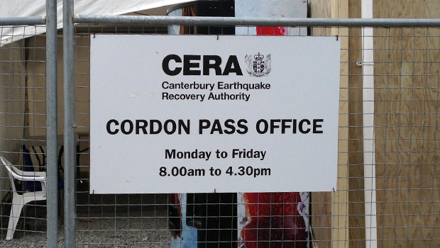 A CERA cordon sign in the wake of the 2011 earthquake (Scarlett Cvitanovich)