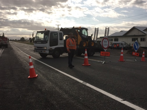 Scene of the road closure at intersection of SH25 and Canal East Rd (Supplied)