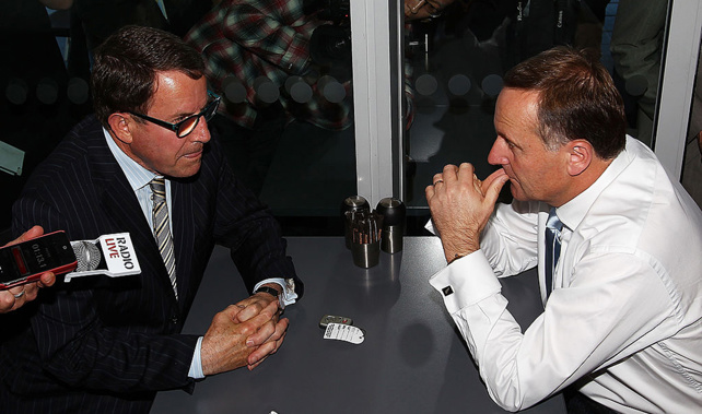 Key and Banks at the cafe where their conversation was recorded (NZ Herald)