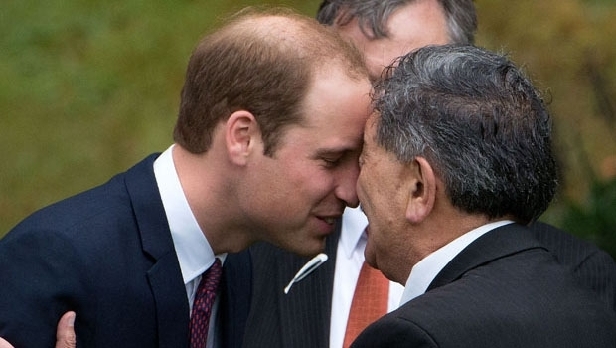 Prince William receives a hongi from a Maori elder (Getty Images)