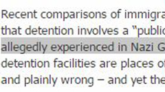 The release from The Australian Department of Immigration and Border Protection using the word "allegedly" when describing Holocaust experiences (Supplied).