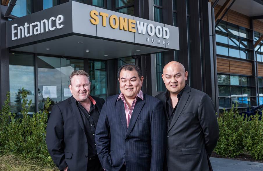 Clint Webber, Michael Chow and John Chow have purchased Stonewood Homes in Christchurch (Supplied).