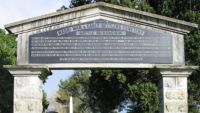 Battle of Rangiriri Land Wars plaque (FILE).